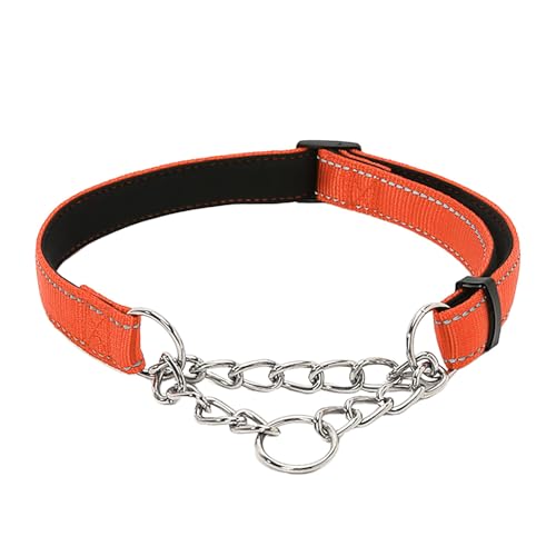 Pet Supplies Nylon Reflektierende Trainingshund Begleitende Weiche Hundehalskette P-Kette XQQ0309 (Orange, M) von Tmianya