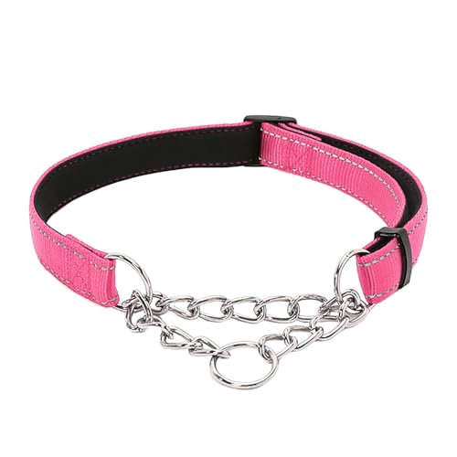 Pet Supplies Nylon Reflektierende Trainingshund Begleitende Weiche Hundehalskette P-Kette XQQ0309 (Pink, L) von Tmianya