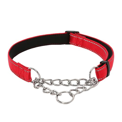 Pet Supplies Nylon Reflektierende Trainingshund Begleitende Weiche Hundehalskette P-Kette XQQ0309 (Red, M) von Tmianya