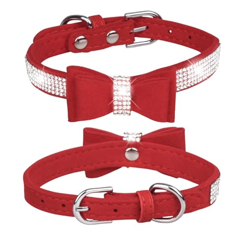 Tmianya Haustierhalsband, glänzende Strasssteine, Hundehalsband, Schleifen, Katzenhalsband 1387Jhir (B, A) von Tmianya