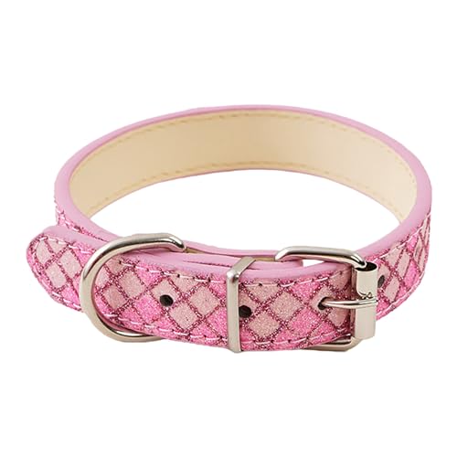 Tmianya Katzenhalsband, Haustierhalsband, Ring, reflektierendes Katzen-Instagram-Windleder, Kariertes Hundehalsband XQQ0307 (Pink, XL) von Tmianya