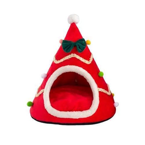 Weihnachtsbaum-Form-Katzenhütte, weihnachtliche Atmosphäre, Dekoration, Katzenhütte, geeignet für kleine und mittelgroße 1747Jhir (A, 38 * 38 * 40) von Tmianya