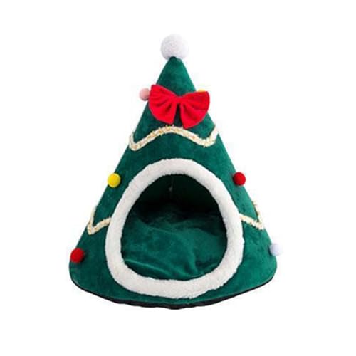 Weihnachtsbaum-Form-Katzenhütte, weihnachtliche Atmosphäre, Dekoration, Katzenhütte, geeignet für kleine und mittelgroße 1747Jhir (C, 55 * 55 * 60) von Tmianya