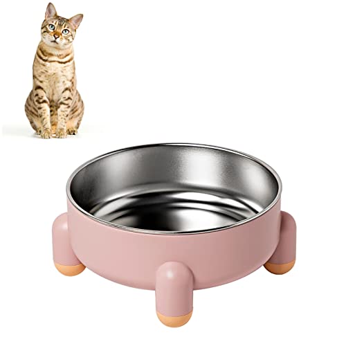 Futternapf aus Edelstahl mit abnehmbarem 4-beinigem Boden, große Kapazität, Katzenfutterschale für einfache Reinigung und erhöhte Fütterung (Rosa) von Tnfeeon