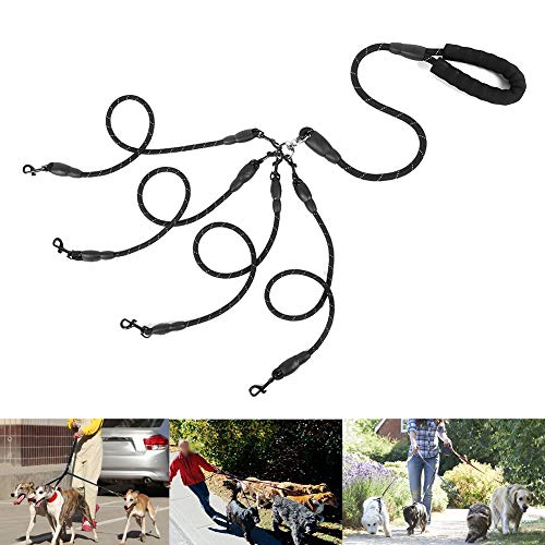 Haustier -Hunde -Traktionseil -Verschleiß 4 Wege Verstellbarer Außenzubehör für Kleine Hunde und Katzen Schwarzer Nylon (4 Köpfe) von Tnfeeon