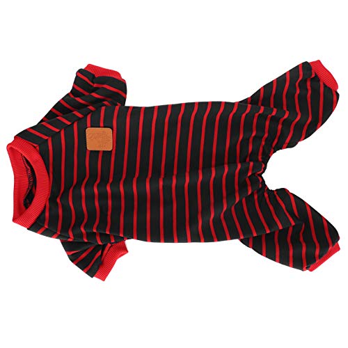 Haustier-Pyjama, Weich Gestrickt, Hundezubehör, Hundebekleidung, Kleidung, Gemütlicher 4-Fuß-Overall, Gestreift, für Hunde, Welpen, Katzen, Hundebekleidung (S) von Tnfeeon