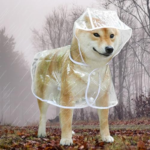 Haustier-Regen Mäntel mit Poncho-Kapuze, Tragbarer Transparenter Hunde-Regenmantel, Verstellbare, wasserdichte Kleidung für Haustiere, Atmungsaktives Leichtes Hunde-Regen Poncho von Tnfeeon