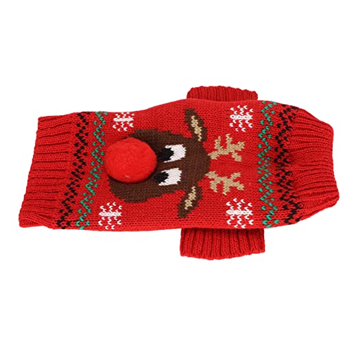 Hunde-Weihnachtspullover, Neujahrs-Weihnachtspullover, Haustierkleidung, Hunde-Schnee-Pullover, Verdickende Neujahrs-Weihnachts-Hunde-Weihnachtspullover FüR Kleine und Mittelgroße Hunde (Rot) von Tnfeeon