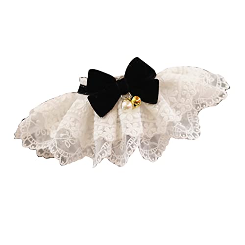 Katzenspitze Lätzchenkragen mit Niedlicher Bug, Süßer Spitze Lätzchen Haustier Katzen Schal Haustier Bandana Kostüm für Welpenkatzen Dress -up Accessoires (S) von Tnfeeon