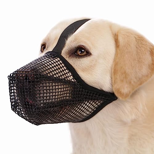 Tnfeeon Nylon-Maulkorb für Kleine, Mittelgroße und Große Hunde, Atmungsaktives und Trinkbares Air-Mesh-Maulkorb Gegen Beißen, Antibellen und Lecken (L 57-58cm) von Tnfeeon