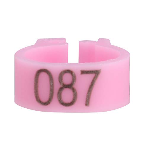 Tnfeeon 100PCS/Beutel 8MM Kunststoff-Taubenbänder Ringe, 001-100 nummerierte Kunststoff-Tauben-Vogelbeinbänder Ringe mit Nummer(Rosa) von Tnfeeon