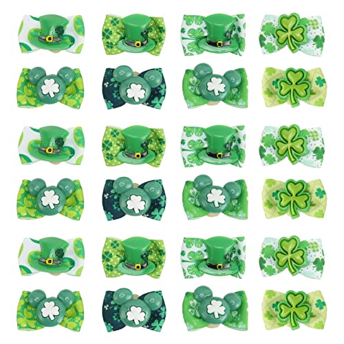 Tnfeeon 24PCS Clovers Dog Bows Heimtierbedarf Irish Day Hundekopf Blume St. Patrick's Day Haarschmuck Clover Rainbow Bow Headdress 24PCS Clovers Dog Bows von Tnfeeon