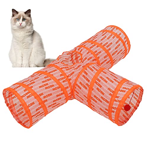 Tnfeeon 3-Wege-Katzentunnel Haustier-Katzentunnel Zusammenklappbarer 3-Wege-Spielzeugröhren-Kätzchen- und Hundespaß 3-Wege-Katzentunnel von Tnfeeon