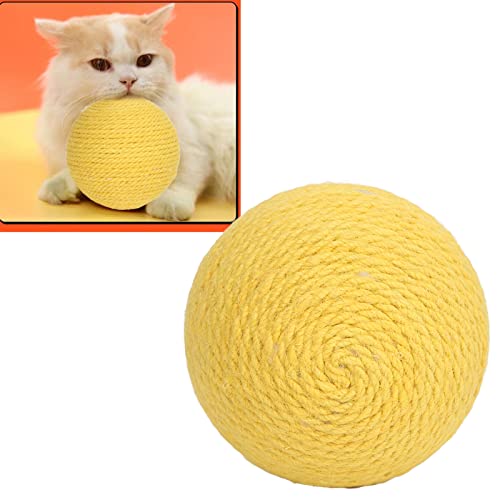 Tnfeeon Cat Sisal Ball Cat Scratcher Toy Lindert Langeweile Zähne Krallen Knirschen Interaktiver Sisal Cat Kratzball für Katzen Kätzchen (Gelb 64cm/25.2in) von Tnfeeon