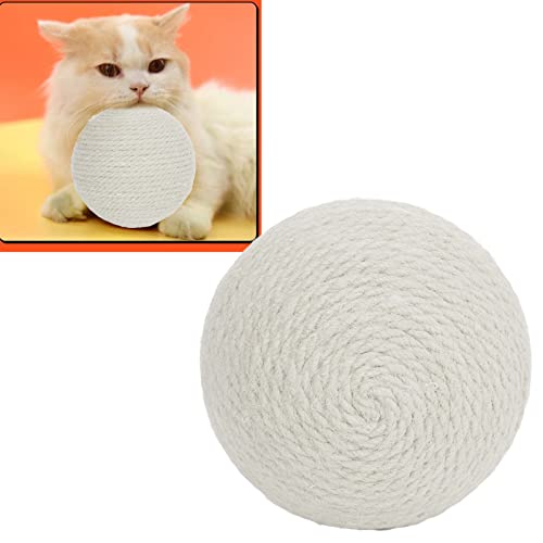 Tnfeeon Cat Sisal Ball Cat Scratcher Toy Lindert Langeweile Zähne Krallen Knirschen Interaktiver Sisal Cat Kratzball für Katzen Kätzchen (Weiß) von Tnfeeon