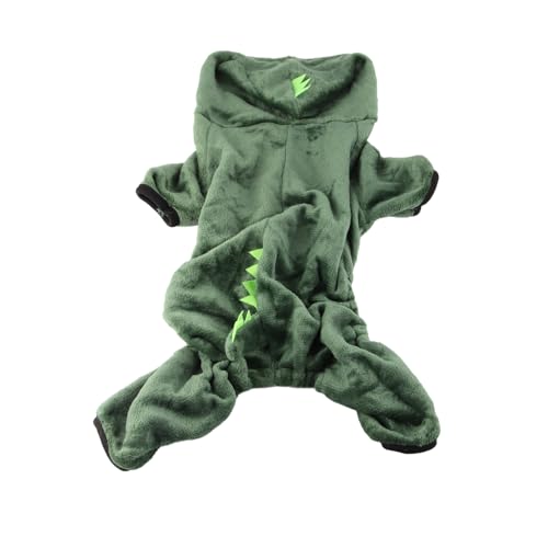 Tnfeeon Dinosaurierkostüm Mode Süße Warme Flauschige Hoodie Welpe Winteroutfits für Kleine Haustiere Abdominaler Eröffnungsdesign (XXL) von Tnfeeon