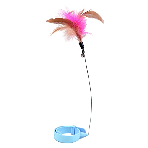 Tnfeeon Flexible Katzenfeder -Zauberstabkragen Verstellbare Lustige Interaktive mit Bell für Katzenspiel, Farbenfrohe Federn, Geeignet für Plastikmaterial (Blue) von Tnfeeon