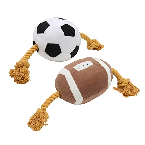 Tnfeeon Fußball Hundespielzeug Hündchen Plüschtiere Outdoor Interaktiver Spaß Baumwollseil Fußball Welpenspielzeug für Kleine, Mittelgroße und Große Hunde von Tnfeeon