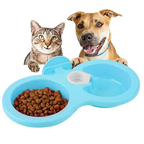 Hängende Hundenapf, hängende Haustier Doppelschalen Hund Katzenkäfig Zwinger Hängende Schüssel Futter Wasserzufuhr für kleine Haustier Welpen Katze(Blau) von Tnfeeon