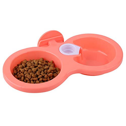 Hängende Hundenapf, hängende Haustier Doppelschalen Hund Katzenkäfig Zwinger Hängende Schüssel Futter Wasserzufuhr für kleine Haustier Welpen Katze(Rosa) von Tnfeeon