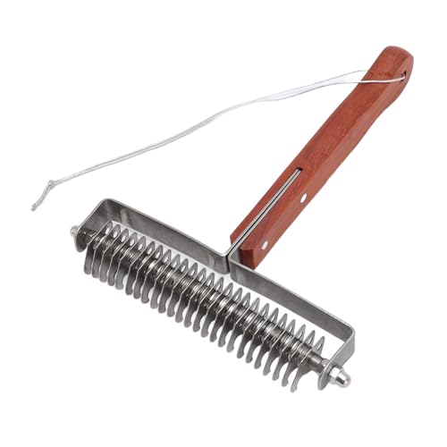 Tnfeeon Handabstrippwerkzeuge für Pferde, Pferdebücher Rake Edelstahl Haustierpferd Haarbürste 25 Klingen Deshedding Demating Pinsel Undertock Rechen mit Holzgriff für Haustierhund von Tnfeeon