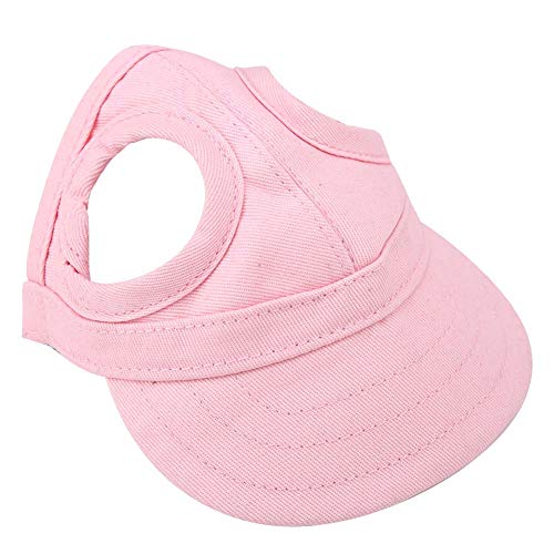 Tnfeeon Haustier Baseballmütze, Hund Katze Outdoor Sunbonnet mit Ohrlöchern verstellbaren Streifen Sommer Haustier Eltern-Kind Hut(M-Rosa) von Tnfeeon