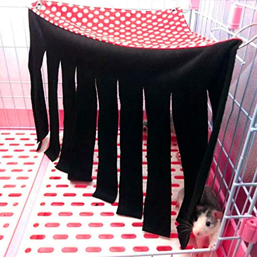 Tnfeeon Haustier-Hängematte, Hängebett, Kleintierbedarf, Kleine Haustierkäfige, Versteckte Ecke mit Quasten für Vögel, Vögel, Hamster, Kleine Haustierkäfige (Polka Dot + Schwarz) von Tnfeeon