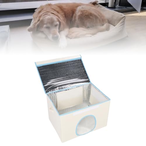 Tnfeeon Haustier-Hundehütte für drinnen und draußen, isoliert, faltbar, PP-Hundehütte für kleine, mittelgroße und große Hunde, wetter- und wasserabweisend, Haustierhaus (Beige) von Tnfeeon