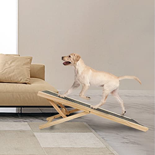 Tnfeeon Haustier Ramp Holzhund Rampenhöhe Verstellbares Schlupffestigkeit Kletterleiter für Sofabett, Stabile Struktur, Anti -Schlupf, Breite Anwendung (Größe: ca. 70 x 35 cm (M)) von Tnfeeon