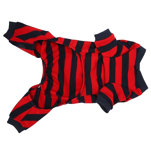 Tnfeeon Hunde-Pyjama, Gestreifter Welpen-Overall aus Baumwolle, Atmungsaktive 4-beinige Basic-Pjs-Shirts für Welpen und Katzen, Superweiche, Dehnbare Hunde-Jammies (XL) von Tnfeeon