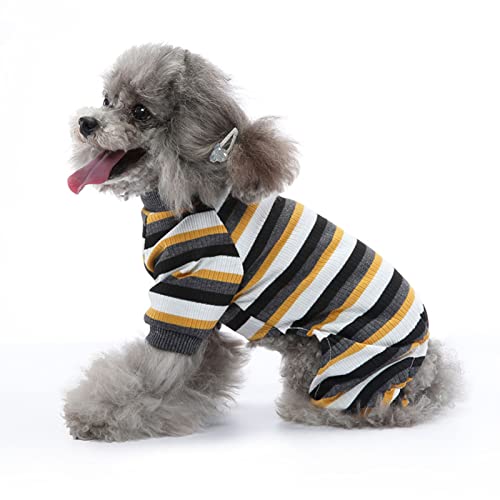 Tnfeeon Hundepyjama, Gestreifter Hundebekleidung, Hundeoverall, Haustierkleidung, Schlafanzug für Kleine Hunde, Mädchen, Leichter Haustier-Overall, Katzen-Einteiler (XL) von Tnfeeon