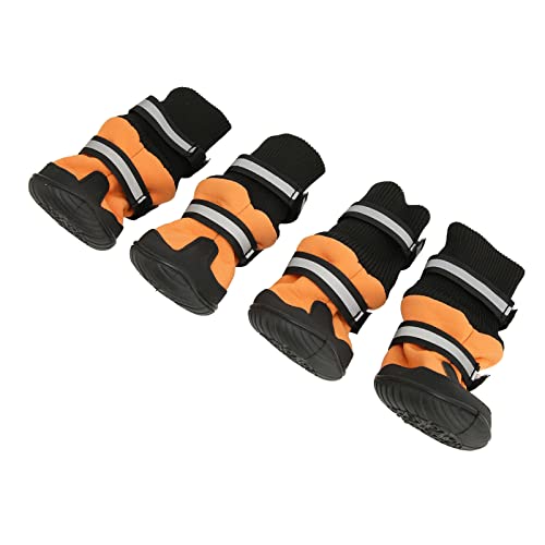 Hundestiefel, wasserdichte Hundeschuhe, Weich, rutschfest, Reflektierend, Wasserdicht, Verstellbar, für Haustiere, Welpen, Schuhe Zum Wandern, Laufen, Laufen, Orange (XL) von Tnfeeon