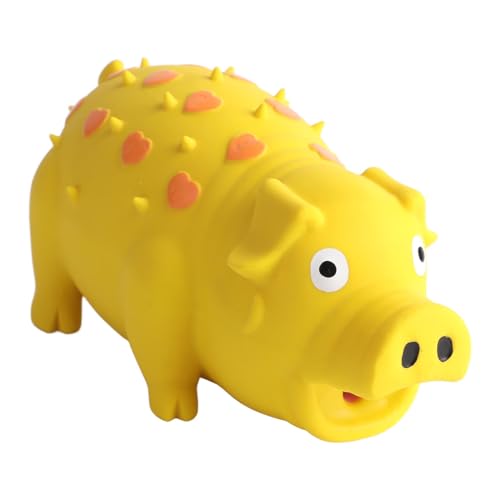 Tnfeeon Interaktive Schweinesform Latex Haustier Kauen Spielzeug Nachhaltig Bissresistente Bildungshunde Kauen Spielzeug für Welpen Hunde, Gelb von Tnfeeon