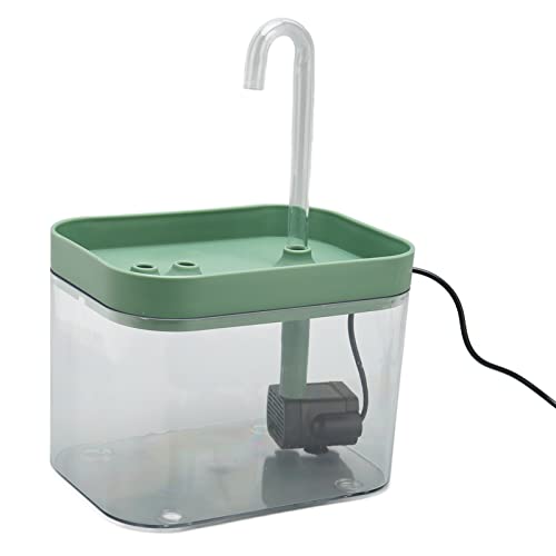 Tnfeeon Katzen-Wasser-Brunnen Automatisch Leise USB-angetriebene Transparente Haustier-Wassersp Ender mit Ellenbogen Rohr für Katzen und Hunde 50oz (Grüner Deckel) von Tnfeeon