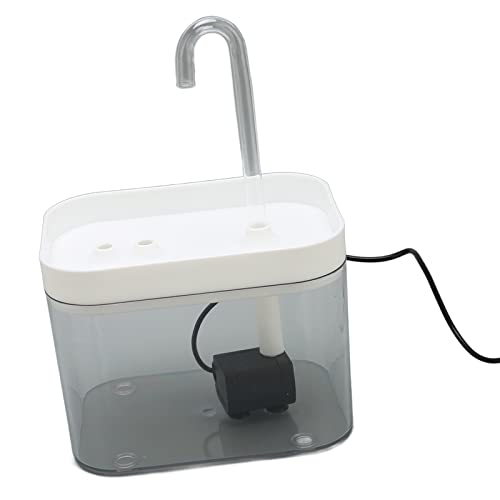 Tnfeeon Katzen-Wasser-Brunnen Automatisch Leise USB-angetriebene Transparente Haustier-Wassersp Ender mit Ellenbogen Rohr für Katzen und Hunde 50oz (Weißer Deckel) von Tnfeeon