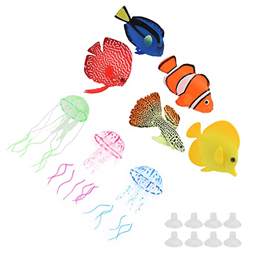 Tnfeeon Leuchtende künstliche Fische, bunte Silikon-Aquarium-Dekoration mit transparenten Linien und Saugnäpfen, für schwimmende Fische, 8 Stück Tnfeeon Leuchtende künstliche Fische, bunte Silikon-Aquarium-Dekoration mit transparenten Linien und Saugnäpfen, für schwimmende Fische, 8 Stück von Tnfeeon