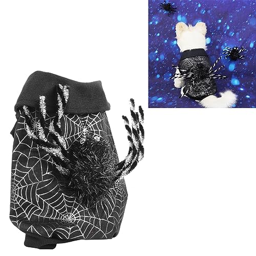 Tnfeeon Niedliche Welpen-Kostüm-Kleidung für Mottopartys, Fotos, Atmungsaktives, Hautfreundliches Hunde-Halloween-Shirt mit Spinnennetz-Muster, Einfach an- und Auszuziehen von Tnfeeon