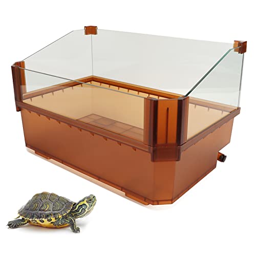 Tnfeeon Schildkrötenbecken aus Glas, Reptilienterrarien, Schildkrötenhabitat, Aquariumbecken für Schildkröten, Gehörnten Frosch, Einsiedlerkrebs, Vollansicht, Optisch Einfache Montage, Sauberes und von Tnfeeon