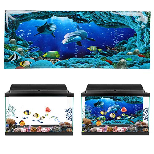 Tnfeeon Sea World Aquarium Hintergrund, PVC Kleber doppelseitige Poster Aufkleber Aquarium Dekoration(122x50cm) von Tnfeeon