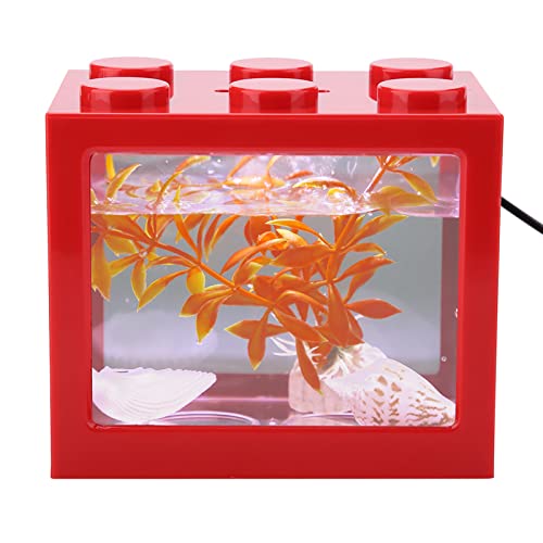 Tnfeeon USB-LED-Mini-Aquarium – Umweltfreundlich, Langlebig, USB-Aufladung, Helles LED-Licht, Büro-Teetisch-Dekoration (Rot) von Tnfeeon