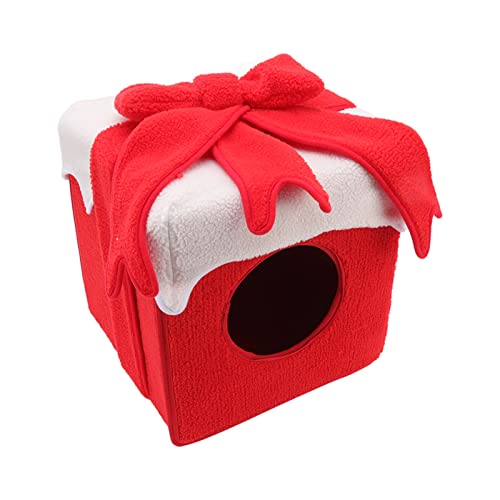 Weihnachts-Katzenhaus, Weihnachtliches Katzenbett Im Box-Stil. Lebendige Farben, die Häufig für Katzen Verwendet Werden (Rot) von Tnfeeon