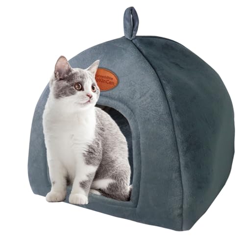 TokinCen Cat Cave Katzenhöhle Katzenbett Waschbare Halbgeschlossen Katzenzelt Katzenkorb katzenhäuschen Betten zum Schlafen Mit Abnehmbarem Matte für Kleine bis Mittlere Größe Katz, 37×36.5×33cm von ToKinCen