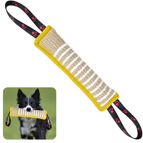 Hundespielzeug, langlebiges Jute-Kissen, Zugspielzeug mit 2 starken Griffen, perfekt für Tauziehen, interaktives Spielen für Welpen, reißfestes Beißtrainingsspielzeug für kleine, mittelgroße und große Hundespielzeug, langlebiges Jute-Kissen, Zugspielzeug mit 2 starken Griffen, perfekt für Tauziehen, interaktives Spielen für Welpen, reißfestes Beißtrainingsspielzeug für kleine, mittelgroße und große von ToLanbbt