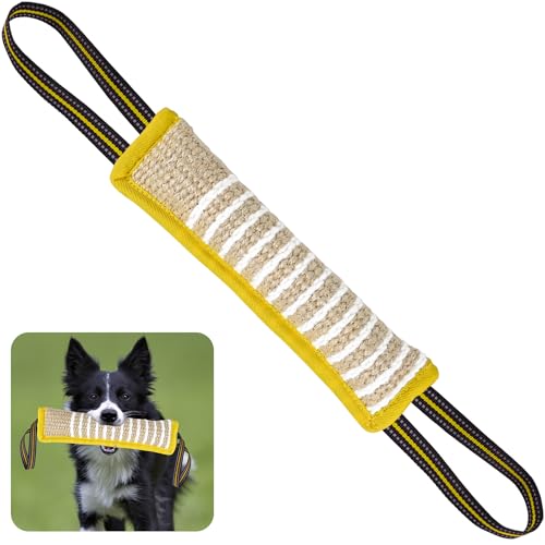 ToLanbbt Hunde Zerrspielzeug Beißspielzeug Jute Kissen Ziehspielzeug mit 2 Starke Griffe Perfekt für Tauziehen, Welpen Interaktives Spielen, Reißfestes Beißtraining für Kleine Mittlere Große Hunde von ToLanbbt