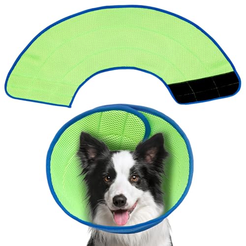 2 Stuck Hundekragen Atmungsaktiv, Schutzkragen Hund Weich, 3D, Einstellbar, Faltbar, Komfort Sicherheit Halskrause Hund Leicht Hundekragen Leckschutz für Outdoor, Zuhause, Party (Blau, L) von Toaboa