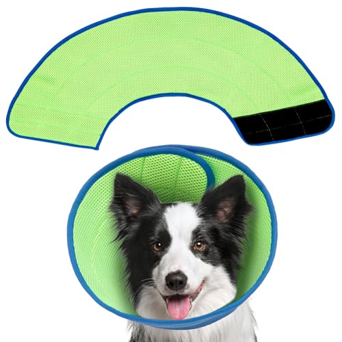 2 Stuck Hundekragen Atmungsaktiv, Schutzkragen Hund Weich, 3D, Einstellbar, Faltbar, Komfort Sicherheit Halskrause Hund Leicht Hundekragen Leckschutz für Outdoor, Zuhause, Party (Blau, M) von Toaboa