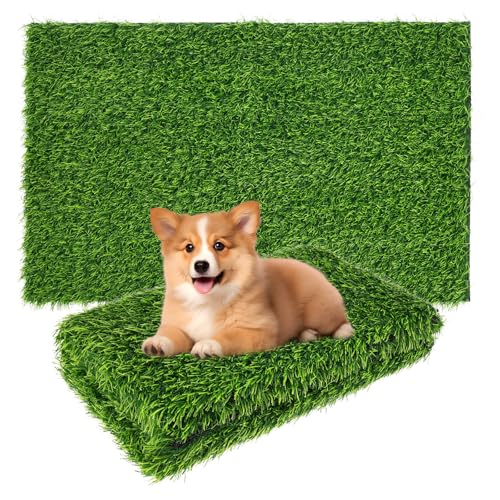 2 Stück Hundetoilette Balkon 50 X 80CM Kunstrasen Hundeklo Weich Wiederverwendbar Dauerhaft Welpentoilette Gras für Große, Kleine, Ältere Hunde von Toaboa