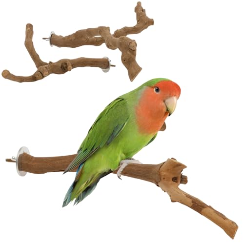 3 Stück Natur Sitzstangen Traubenholz Vogelkäfig Zubehör Spielen, Übung, Nagen, Fördert Die Verdauung, Naturholz Vogel für Den Einbau in Käfige, Fenster von Toaboa