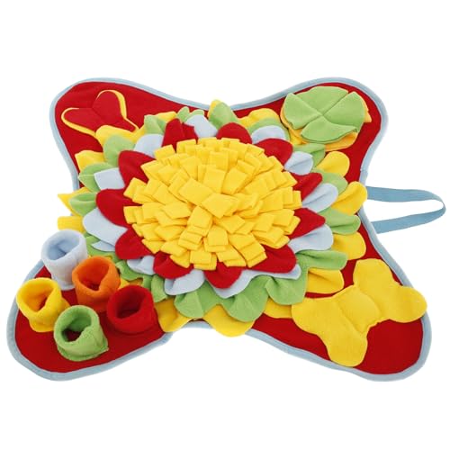 50x50cm Schnüffelteppich Hund, Rutschfest Schnüffelmatte ,mit BB-Sounder Weich Reißfestigkeit Essen Verstecken Multisensorische Interaktion Hunde Spielteppich für Wohnzimmer, Garten, Party (Rot) von Toaboa