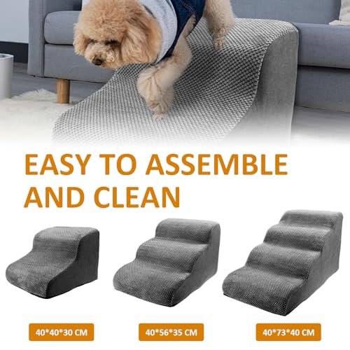 Hundetreppe 2 Stufen Schwamm Haustiertreppe Hund Verschleißfest rutschfest Treppenstufen für Kleine Hunde, Sofa, Bett, Fahrzeug von Toaboa